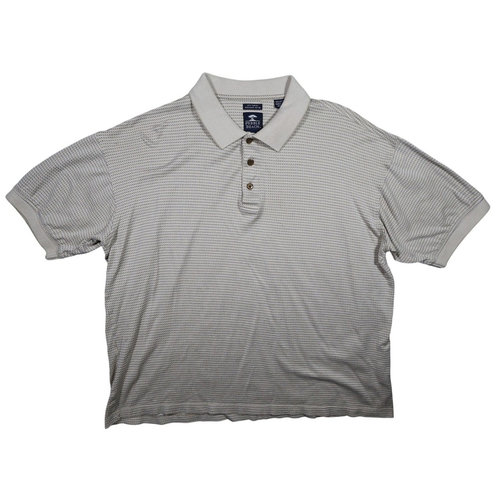 Pebble Beach Polo Shirt Mens XL Tan Excellent Mercerized Cotton Short Sleeve‎